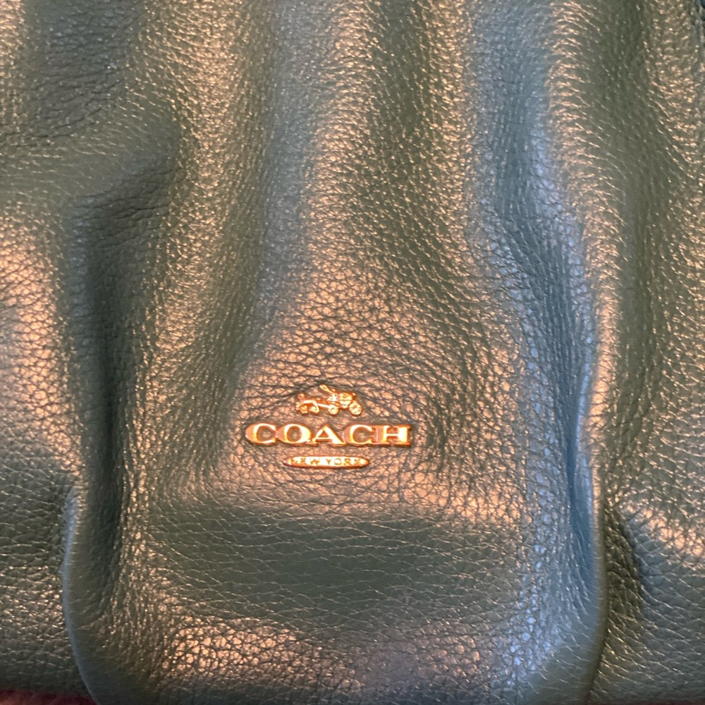 Turquoise Coach Leather Handbag - Picture 2 of 9